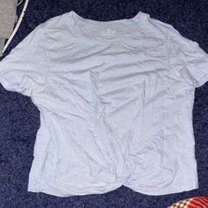 Hollister cropped light blue medium shirt